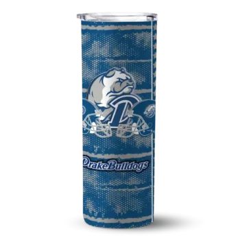 Custom Drake Bulldogs Chevron Patch Blue Skinny Tumbler