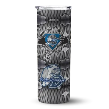 Custom Drake Bulldogs Chevron V Blue Gray Skinny Tumbler