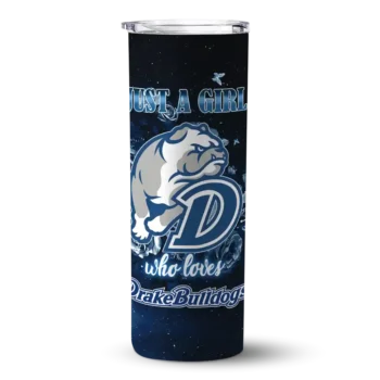Custom Drake Bulldogs Rose Romance Blue Black Skinny Tumbler