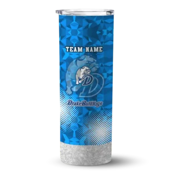Custom Drake Bulldogs Starburst Tiles Blue Skinny Tumbler