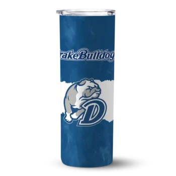 Custom Drake Bulldogs Torn Band Blue White Skinny Tumbler