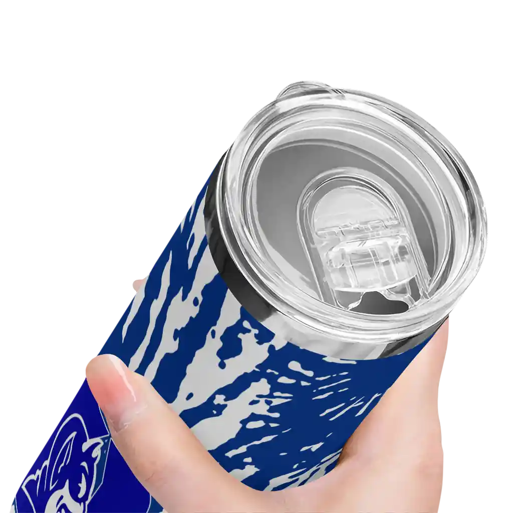 custom-duke-blue-devils-metallic-grid-blue-skinny-tumbler-high-quality.webp