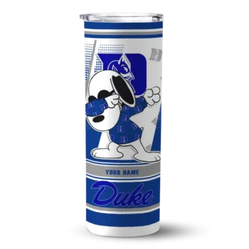 Custom Duke Blue Devils Snoopy Dog Blue White Skinny Tumbler