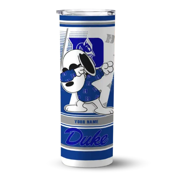 custom duke blue devils snoopy dog blue white skinny tumbler best selling