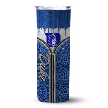 Custom Duke Blue Devils Sparkle Drip Blue Skinny Tumbler