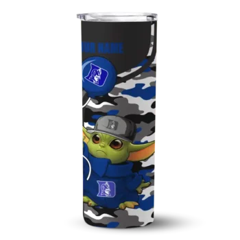 Custom Duke Blue Devils Yoda Camo Blue Black Skinny Tumbler