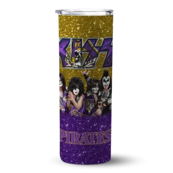 Custom East Carolina Pirates Kiss Band Gold Skinny Tumbler