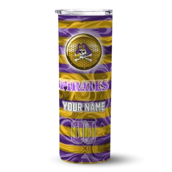 Custom East Carolina Pirates Patterned Waves Purple Skinny Tumbler