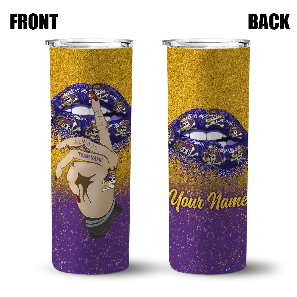 custom-east-carolina-pirates-sparkle-lips-purple-skinny-tumbler-fashion-forward.webp