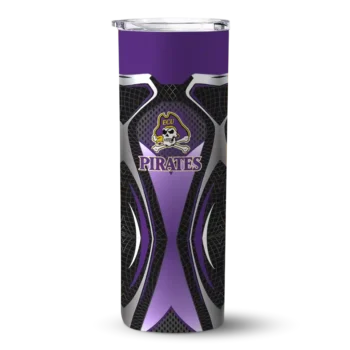 Custom East Carolina Pirates Superman Emblem Purple Black Skinny Tumbler