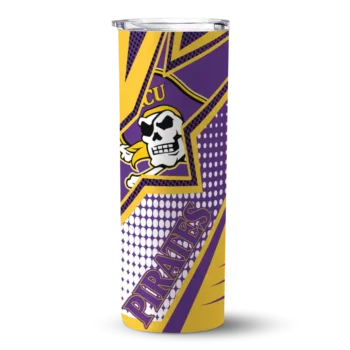 Custom East Carolina Pirates Web Stripes Purple White Skinny Tumbler