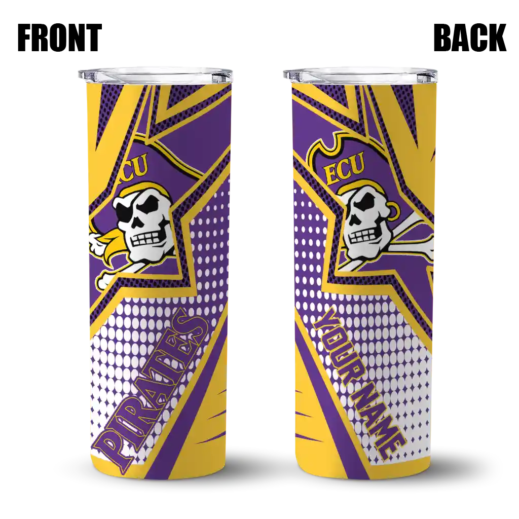 custom-east-carolina-pirates-web-stripes-purple-white-skinny-tumbler-fashion-forward.webp