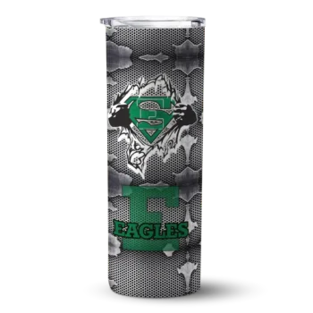 Custom Eastern Michigan Eagles Chevron V Green Gray Skinny Tumbler