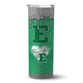 Custom Eastern Michigan Eagles Pixel Fade Green Skinny Tumbler