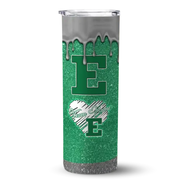 custom eastern michigan eagles pixel fade green skinny tumbler best selling
