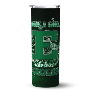 Custom Eastern Michigan Eagles Rose Romance Green Black Skinny Tumbler
