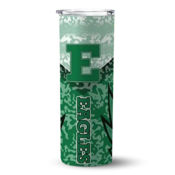 Custom Eastern Michigan Eagles Spiral Burst Print Green Skinny Tumbler