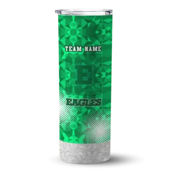 Custom Eastern Michigan Eagles Starburst Tiles Green Skinny Tumbler