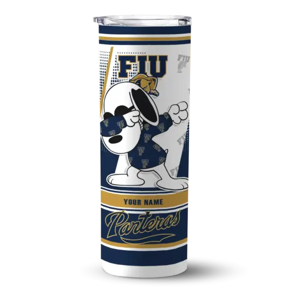 custom fiu panthers snoopy dog blue white skinny tumbler best selling