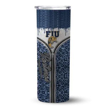 Custom FIU Panthers Sparkle Drip Blue Skinny Tumbler