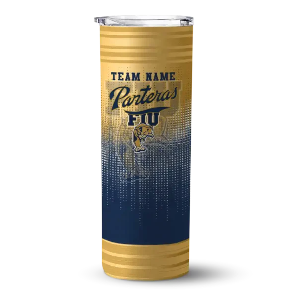 custom fiu panthers swirl texture blue skinny tumbler best selling