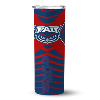 Custom Florida Atlantic Owls Camo Texture Blue Skinny Tumbler