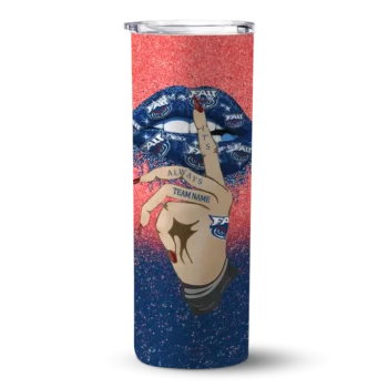 Custom Florida Atlantic Owls Sparkle Lips Blue Skinny Tumbler