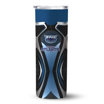 Custom Florida Atlantic Owls Superman Emblem Blue Black Skinny Tumbler