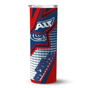 Custom Florida Atlantic Owls Web Stripes Blue White Skinny Tumbler