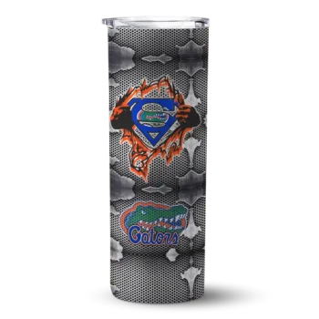 Custom Florida Gators Chevron V Blue Gray Skinny Tumbler