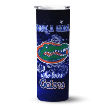Custom Florida Gators Rose Romance Blue Black Skinny Tumbler