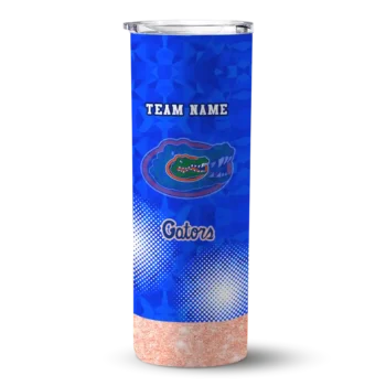 Custom Florida Gators Starburst Tiles Blue Skinny Tumbler
