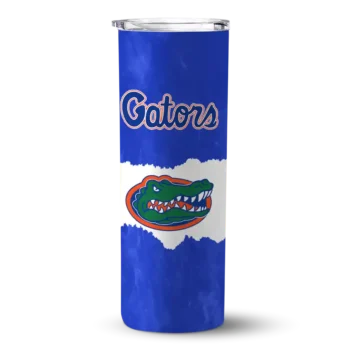 Custom Florida Gators Torn Band Blue White Skinny Tumbler