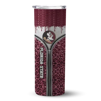 Custom Florida State Seminoles Sparkle Drip Garnet Skinny Tumbler