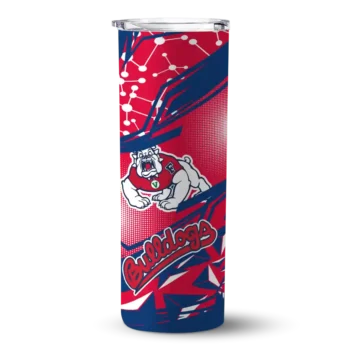 Custom Fresno State Bulldogs Helmet Clash Red Skinny Tumbler