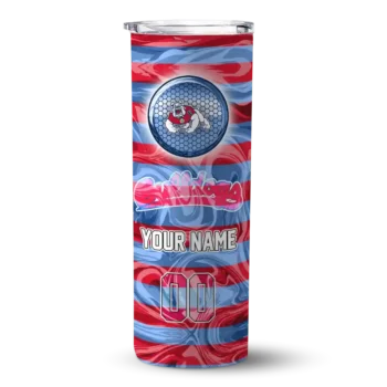 Custom Fresno State Bulldogs Patterned Waves Red Skinny Tumbler