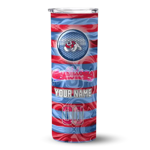 custom fresno state bulldogs patterned waves red skinny tumbler best selling