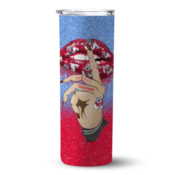 custom fresno state bulldogs sparkle lips red skinny tumbler best selling 1