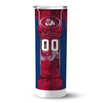 Custom Fresno State Bulldogs Stacked Diamond Red Skinny Tumbler