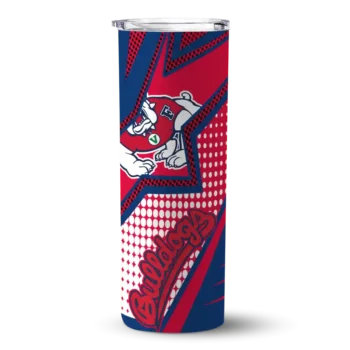 Custom Fresno State Bulldogs Web Stripes Red White Skinny Tumbler