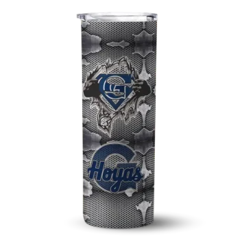 Custom Georgetown Hoyas Chevron V Blue Gray Skinny Tumbler