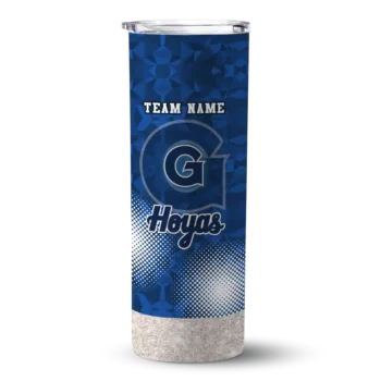 Custom Georgetown Hoyas Starburst Tiles Blue Skinny Tumbler