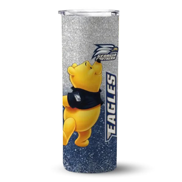 custom georgia southern eagles winnie the pooh blue gray skinny tumbler best selling 1