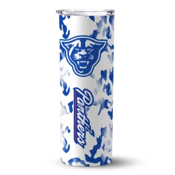 Custom Georgia State Panthers Claw Marks Blue White Skinny Tumbler