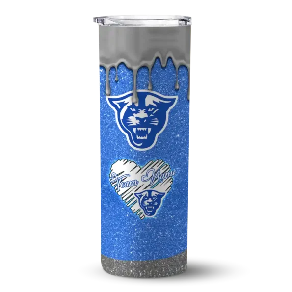 custom georgia state panthers pixel fade blue skinny tumbler best selling