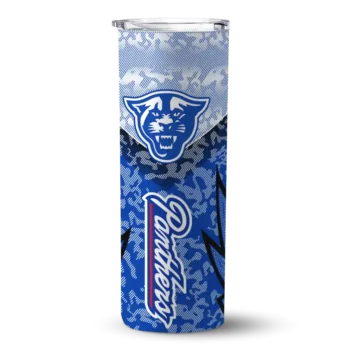 Custom Georgia State Panthers Spiral Burst Print Blue Skinny Tumbler