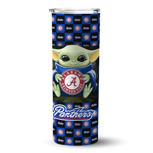 custom georgia state panthers yoda cozy blue black skinny tumbler best selling 1