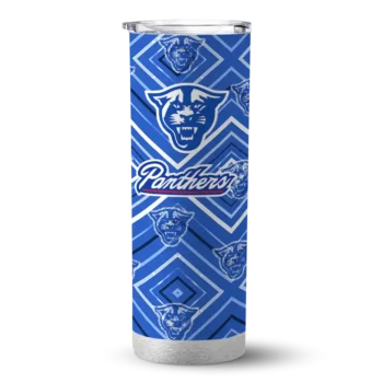 Custom Georgia State Panthers Zipper Leopard Blue Skinny Tumbler