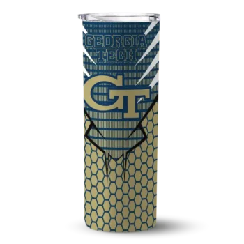 Custom Georgia Tech Yellow Jackets Chevron Stripes Gold Skinny Tumbler