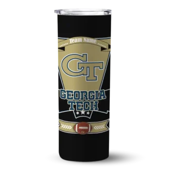 Custom Georgia Tech Yellow Jackets Helmet Belt Gold Black Skinny Tumbler